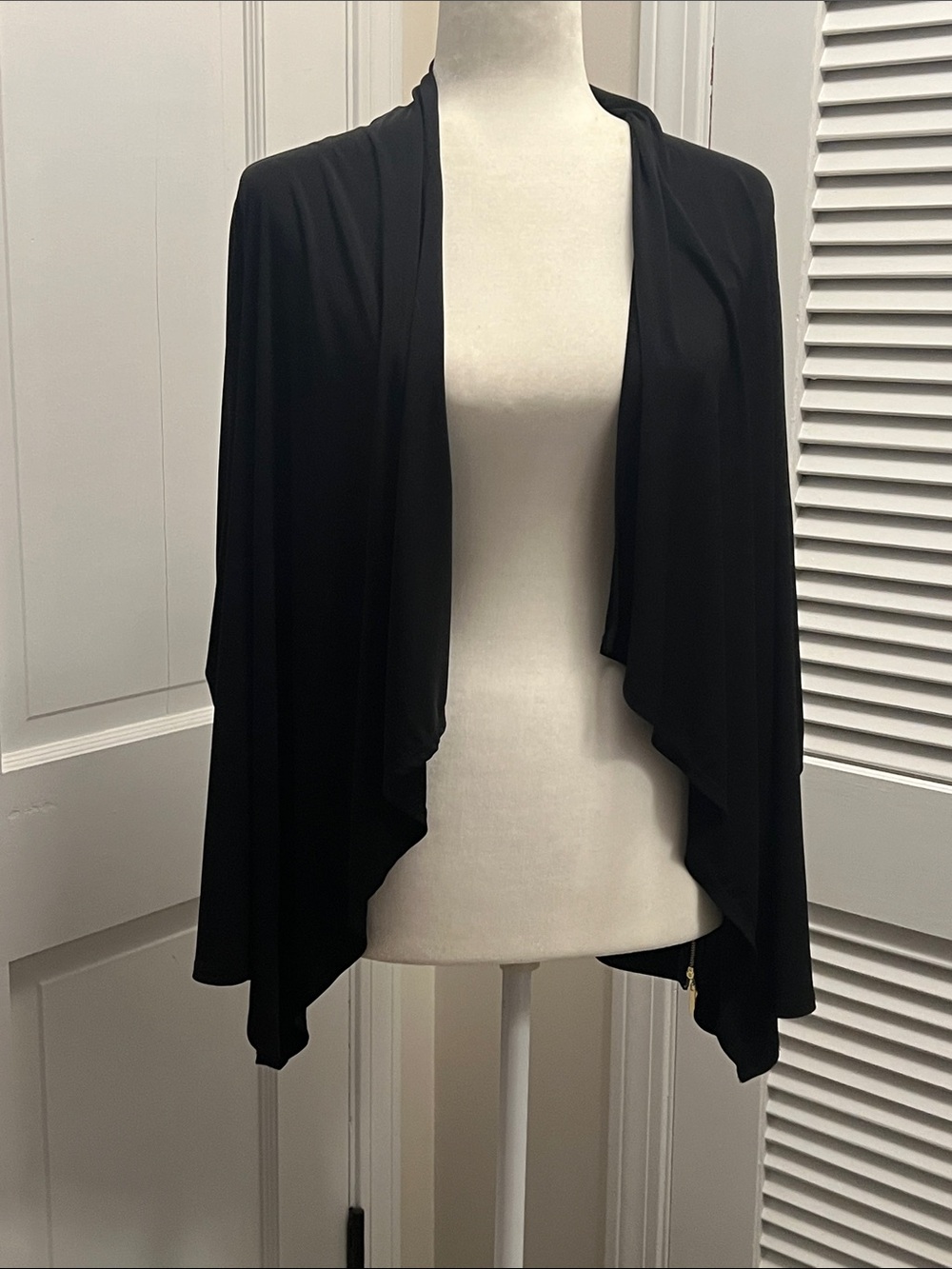 Premise Black Open-Front Draped Cardigan